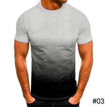 Load image into Gallery viewer, Men's Summer Polyester T-shirt Casual Gradient Round Neck T-shirt Comfortable Breathable Short Sleeve Top T-shirt
