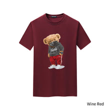 Load image into Gallery viewer, Cartoon Bear Printed Short Sleeve T-shirt Summer Men's Round Neck T-shirt Versatile Men's Underlay Shirt
