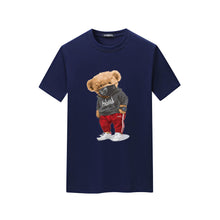 Load image into Gallery viewer, Cartoon Bear Printed Short Sleeve T-shirt Summer Men's Round Neck T-shirt Versatile Men's Underlay Shirt
