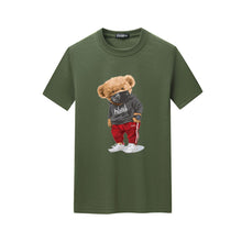 Load image into Gallery viewer, Cartoon Bear Printed Short Sleeve T-shirt Summer Men's Round Neck T-shirt Versatile Men's Underlay Shirt
