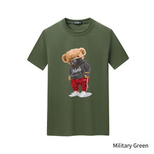 Load image into Gallery viewer, Cartoon Bear Printed Short Sleeve T-shirt Summer Men's Round Neck T-shirt Versatile Men's Underlay Shirt
