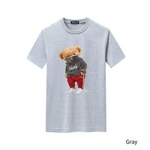 Load image into Gallery viewer, Cartoon Bear Printed Short Sleeve T-shirt Summer Men's Round Neck T-shirt Versatile Men's Underlay Shirt
