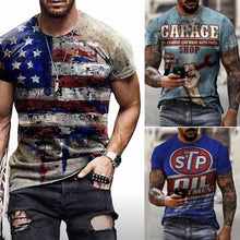 Load image into Gallery viewer, Men's 3D T-shirt Casual Round Neck Men's T-shirt Printing Slim Fit Short Sleeve Pullover Top T-shirt

