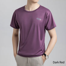 Load image into Gallery viewer, Summer Men's Quick Drying T-shirt Round Neck Fashionable Sports Fitness Running Men's Ice Thin Elastic Sweat Absorbing Suit
