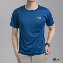 Load image into Gallery viewer, Summer Men's Quick Drying T-shirt Round Neck Fashionable Sports Fitness Running Men's Ice Thin Elastic Sweat Absorbing Suit
