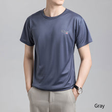 Load image into Gallery viewer, Summer Men's Quick Drying T-shirt Round Neck Fashionable Sports Fitness Running Men's Ice Thin Elastic Sweat Absorbing Suit
