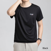 Load image into Gallery viewer, Summer Men's Quick Drying T-shirt Round Neck Fashionable Sports Fitness Running Men's Ice Thin Elastic Sweat Absorbing Suit
