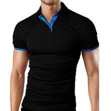 Load image into Gallery viewer, Summer T-shirt Polo Neck Men's Top T-shirt Polyester Color Block Fashion Simple Men's T-shirt
