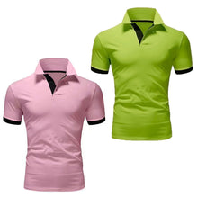 Load image into Gallery viewer, Summer T-shirt Polo Neck Men's Top T-shirt Polyester Color Block Fashion Simple Men's T-shirt
