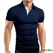 Load image into Gallery viewer, Summer T-shirt Polo Neck Men's Top T-shirt Polyester Color Block Fashion Simple Men's T-shirt

