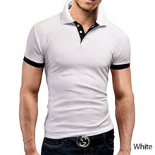 Load image into Gallery viewer, Summer T-shirt Polo Neck Men's Top T-shirt Polyester Color Block Fashion Simple Men's T-shirt

