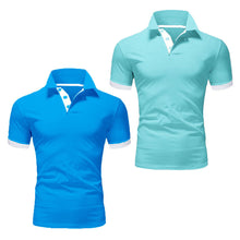 Load image into Gallery viewer, Summer T-shirt Polo Neck Men's Top T-shirt Polyester Color Block Fashion Simple Men's T-shirt
