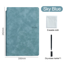 Load image into Gallery viewer, A5 Reusable Whiteboard Notebook Leather Memo Free Whiteboard Pen Erasing Cloth Weekly Planner Portable Stylish Office Notebooks
