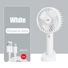 Load image into Gallery viewer, Portable USB Chargeable Mini Fan Handheld Fans with Base Summer Outdoor 3 Speed Adjustable Air Cooling Fan with Phone Holder
