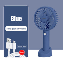 Load image into Gallery viewer, Portable USB Chargeable Mini Fan Handheld Fans with Base Summer Outdoor 3 Speed Adjustable Air Cooling Fan with Phone Holder
