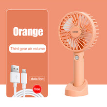 Load image into Gallery viewer, Portable USB Chargeable Mini Fan Handheld Fans with Base Summer Outdoor 3 Speed Adjustable Air Cooling Fan with Phone Holder
