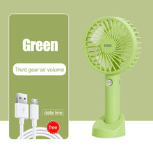 Load image into Gallery viewer, Portable USB Chargeable Mini Fan Handheld Fans with Base Summer Outdoor 3 Speed Adjustable Air Cooling Fan with Phone Holder
