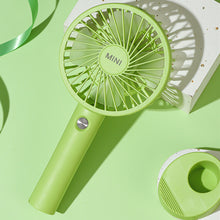 Load image into Gallery viewer, Portable USB Chargeable Mini Fan Handheld Fans with Base Summer Outdoor 3 Speed Adjustable Air Cooling Fan with Phone Holder
