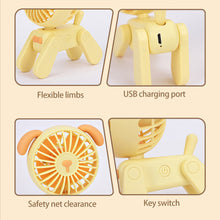 Load image into Gallery viewer, Desktop Decoration Fans Cute Pet Dog Rechargeable Usb Small Electric fan Cute Girl Mini Desktop Student Dormitory Decoration Fan
