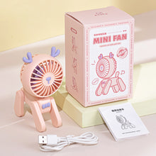 Load image into Gallery viewer, Desktop Decoration Fans Cute Pet Dog Rechargeable Usb Small Electric fan Cute Girl Mini Desktop Student Dormitory Decoration Fan
