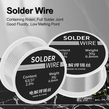 Load image into Gallery viewer, 63/37 Solder Wire 0.8mm Rosin Core Tin Solder Wire Soldering Welding Flux 2.0% Iron Wire Reel 30g
