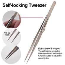 Load image into Gallery viewer, Adjustable Slide Lock Stainless Steel Tweezers Self Clamping Tweezers Jewelry Making Tool Electronic Component Repair Tools
