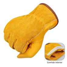 Load image into Gallery viewer, 1Pair Work Gloves Soft Cowhide Driver Hunting Driving Farm Garden Welding Security Protection Safety Workers Mechanic Glove

