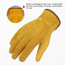 Load image into Gallery viewer, 1Pair Work Gloves Soft Cowhide Driver Hunting Driving Farm Garden Welding Security Protection Safety Workers Mechanic Glove
