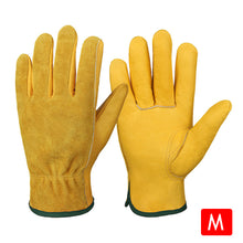 Load image into Gallery viewer, 1Pair Work Gloves Soft Cowhide Driver Hunting Driving Farm Garden Welding Security Protection Safety Workers Mechanic Glove
