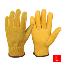Load image into Gallery viewer, 1Pair Work Gloves Soft Cowhide Driver Hunting Driving Farm Garden Welding Security Protection Safety Workers Mechanic Glove
