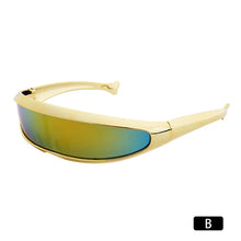 Load image into Gallery viewer, Upgraded Electroplate Futuristic Narrow Cyclops Visor Sunglasses Laser Eyeglasses UV400 Mirrored Lens Costume Eyewear Glasses
