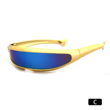 Load image into Gallery viewer, Upgraded Electroplate Futuristic Narrow Cyclops Visor Sunglasses Laser Eyeglasses UV400 Mirrored Lens Costume Eyewear Glasses
