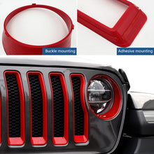 Load image into Gallery viewer, Car Headlight Lamp Decoration Sticker Mesh Front Grille Grill Insert Headlight Cover Trim for Jeep Wrangler JL JLU 2018-2022 Gladiator JT
