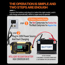 Load image into Gallery viewer, 12V 6A Car Motorcycle Battery Charger Intelligent Fast Charging Pulse Repair Type LCD Lead Acid AGM Gel VRLA Smart Charging
