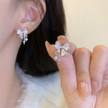 Load image into Gallery viewer, Shiny Bowknot Zircon Earrings Fashion Temperamental Alloy Earrings Ear Studs Women Jewelry Accessories
