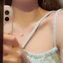 Load image into Gallery viewer, Shiny Love Pendant Double Layer Necklace Fashionable Niche Alloy Necklace Clavicle Chain Jewelry Accessory
