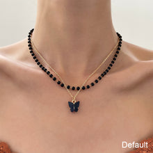 Load image into Gallery viewer, Gothic Dark Double Layer Butterfly Pendant Necklace Retro Niche Black Beading Alloy Necklace Clavicle Chain Jewelry Accessory

