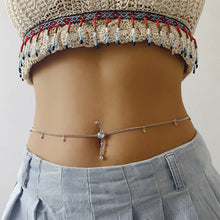 Load image into Gallery viewer, Fashionable Personalized Micro Diamond Navel Nail Waist Chain Sexy Rhinestone Tassel Waist Chain Women Body Jewelry
