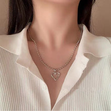 Load image into Gallery viewer, Sweet Cool Hollow Heart Pendant Necklace Alloy Heart Necklace Retro Hip-hop Punk Niche Jewelry Accessories for Women
