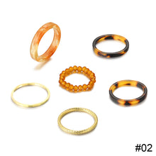 Load image into Gallery viewer, 6pcs/set Simple Niche Alloy Acrylic Rings Set Retro Plain Rings Set Fashion Jewelry Accessories for Women
