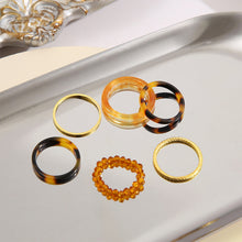 Load image into Gallery viewer, 6pcs/set Simple Niche Alloy Acrylic Rings Set Retro Plain Rings Set Fashion Jewelry Accessories for Women
