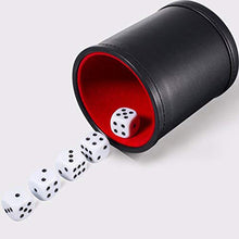 Load image into Gallery viewer, Double Layer Dice Cup Black PU Leather Red Flannel Silent Die Cup Cylindrical Cup Bar KTV Entertainment Supplies Send 5pcs Dice
