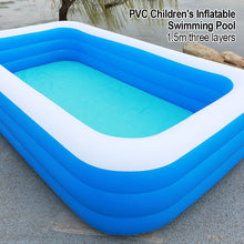 Load image into Gallery viewer, PVC Children's Inflatable Swimming Pool Household Outdoor Thickened Blue And White Rectangular Bath Pool Three Layers Raised 1.5M
