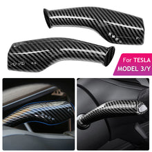Load image into Gallery viewer, 4Pcs Fully Enclosed Carbon Fiber Steering Wheel Whift Protection Cover For Tesla Model 3 Y Car Column Shift Knob Cover Decor For Tesla
