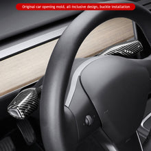 Load image into Gallery viewer, 4Pcs Fully Enclosed Carbon Fiber Steering Wheel Whift Protection Cover For Tesla Model 3 Y Car Column Shift Knob Cover Decor For Tesla
