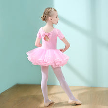 Load image into Gallery viewer, Girls' Cotton Dance Dress Bow Backless Ballet Pompadour Skirt Integrated Open Training Dress Dance Clothes
