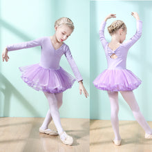 Load image into Gallery viewer, Girls' Cotton Dance Dress Bow Backless Ballet Pompadour Skirt Integrated Open Training Dress Dance Clothes
