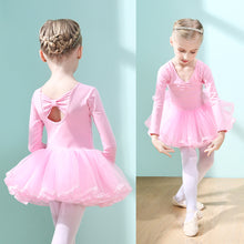 Load image into Gallery viewer, Girls' Cotton Dance Dress Bow Backless Ballet Pompadour Skirt Integrated Open Training Dress Dance Clothes

