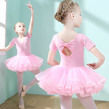 Load image into Gallery viewer, Girls' Cotton Dance Dress Bow Backless Ballet Pompadour Skirt Integrated Open Training Dress Dance Clothes
