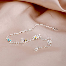 Load image into Gallery viewer, Fashion Sweet and Colorful Flower Bracelet with Diamond Inlay Cute Daisy Little Bee Bracelet Women Jewelry
